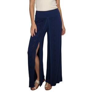 Parsley &‎ Sage Women's Large Blue Embroidered Split Leg Wide Leg Boho Comfort